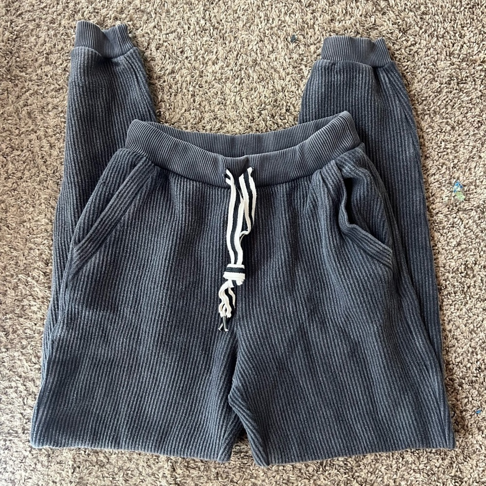 Aerie Charcoal Ribbed Joggers